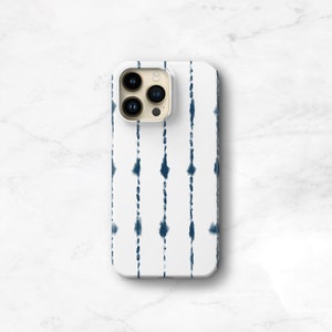 Indigo Shibori Phone Case, Tie Dye Stripes iPhone or Samsung Galaxy Galaxy Boho Aesthetic MagSafe 16 16e 15 14 13 12, S25+ S24 S23 C-SHIB
