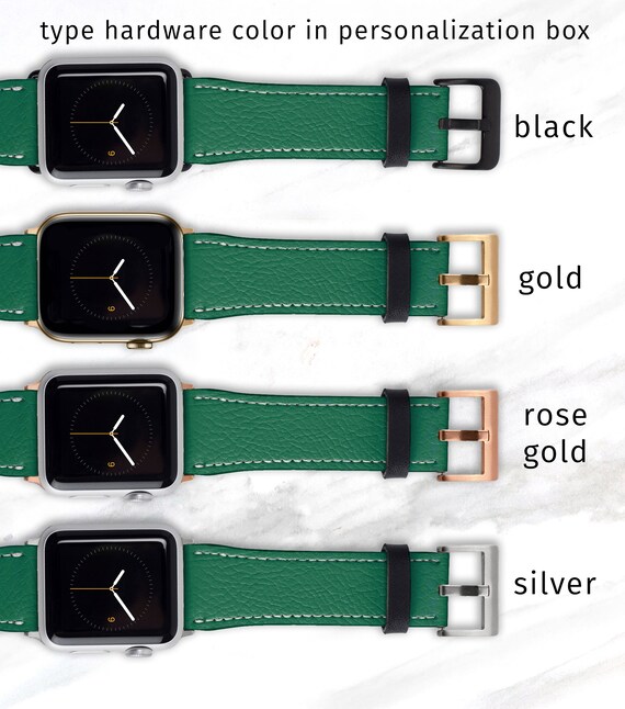 Solid Color Emerald Green Apple Watch Faux Leather Band for 45mm