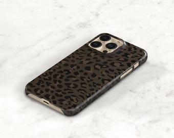 Brown and Black Leopard Print iPhone 14 Pro Max Case 15 MagSafe Animal Print iPhone 14 Plus 13, 17e Mini 17 16e SE Galaxy S22 C-LEPBL