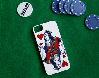 Vegas Bachelorette Bride iPhone 12 Case Queen of Hearts iPhone MagSafe Case Vintage Playing Card iPhone Xs Cover, Galaxy S23 Plus CMG-QU