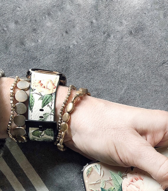 Pretty Apple Watch Band 40mm Women 41mm 45mm 38mm 42mm 44mm 49mm Floral Rose Pattern iWatch Band Gift for Her Cottagecore Aesthetic WB-RP