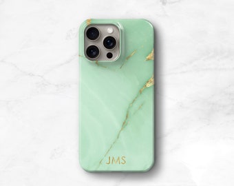 Personalized Jade Green Phone Case Custom Monogram iPhone 15 Pro Max 14 MagSafe 13, 12 11 Se Xs Name Samsung Galaxy S23 Plus CG-ONXJ