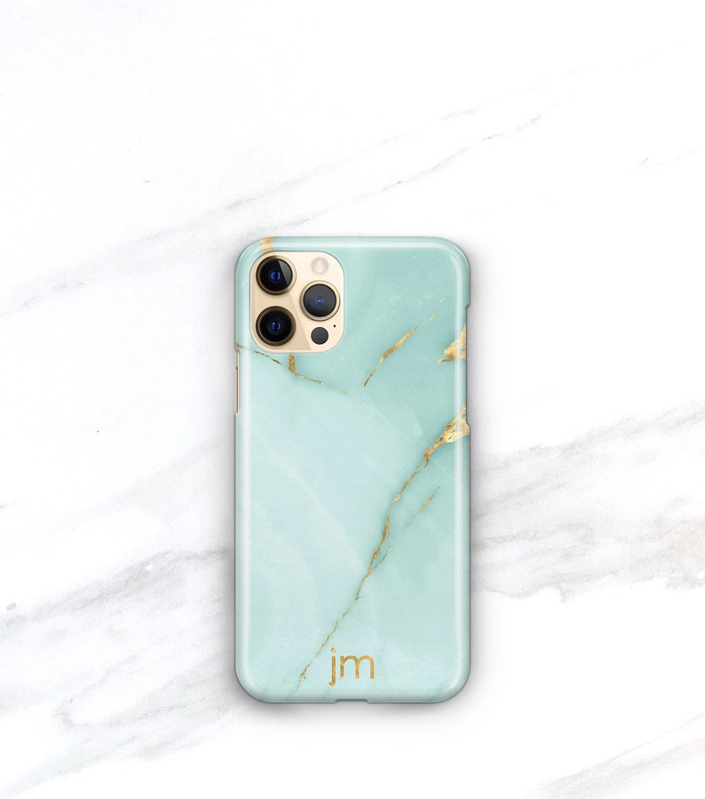 Personalized Phone Case Turquoise Marble iPhone 14 Plus 13 Pro Max Monogrammed 12 Mini 11 Pro Xs Gift For Her Aqua Marble CMG-ONXA image 8