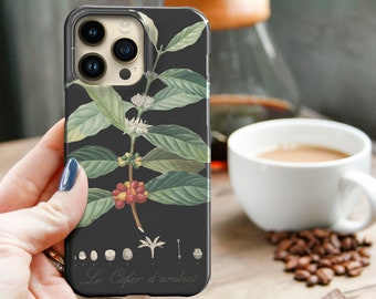 Coffee Lovers Gift iPhone Case 11 12 13 14 15 Pro Max 14 Plus 13 Mini Black Botanical Xs Max SE 15 Aesthetic Phone Case Galaxy S23 CMG-COF