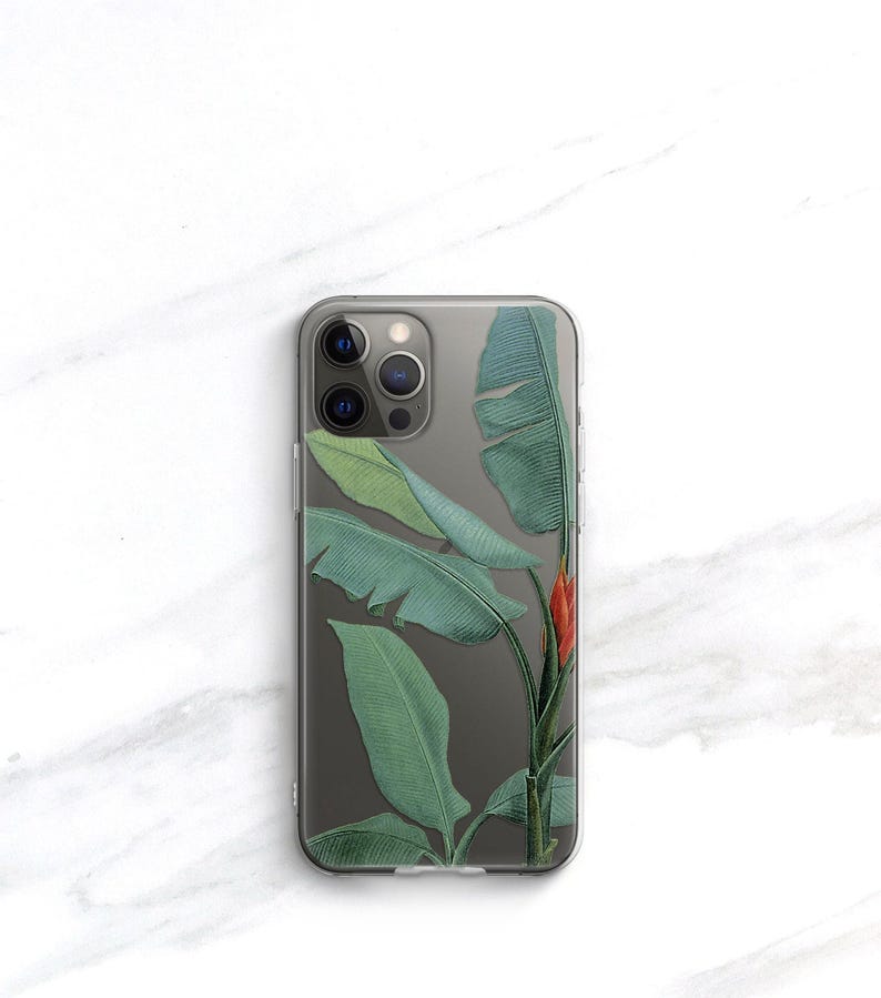 Clear Phone Case Tropical Banana Leaf iPhone or Galaxy, MagSafe Option, Resort Vibes, Summer Aesthetic CC-TRBN image 12