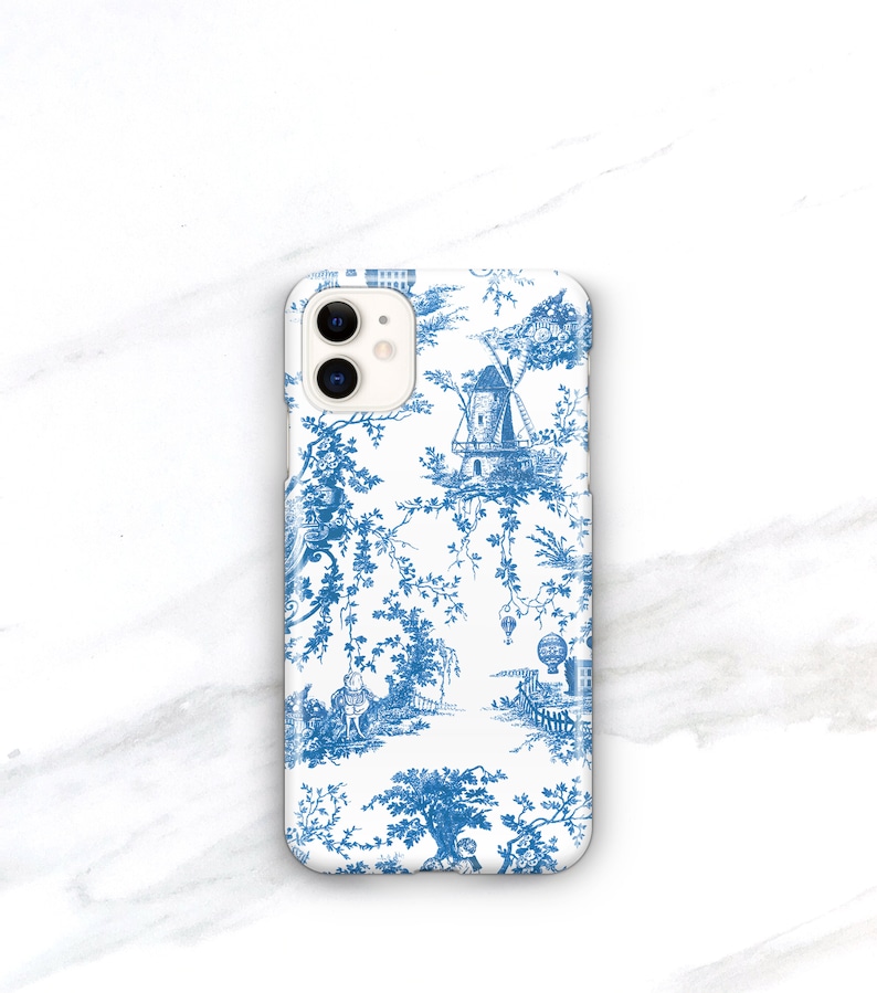 iPhone 13 Case Blue and White Toile iPhone 12 Mini Case Designer iPhone 11 Pro 12 Pro Max Cottage Chic CG-WTB 