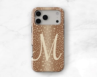 Fawn Phone Case with Monogram - MagSafe option, iPhone 17 Pro Max Air 16 15 14 13 Mini 17e, Pixel, Galaxy S25 S24 with Large Initial