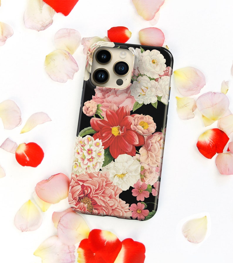 Dark Floral Bunch Phone Case iPhone 14 15 Pro Max Case 12 Mini Flowers 13 Pro Max, 11, Xs, 15, Se, Gift for Wife Her Girlfriend CMG-FB image 5