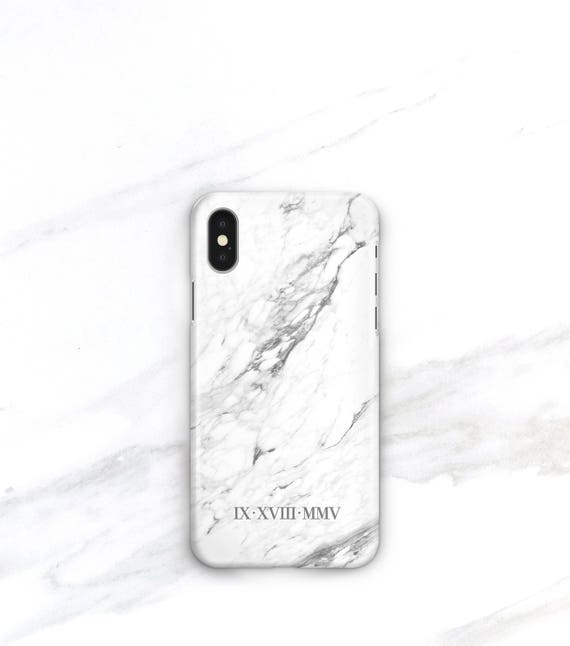 Marble Iphone Xs Case Personalized Gift Roman Numerals Iphone Etsy