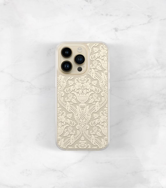 Buy Cream Damask Clear Phone Case iPhone 14 Plus 13 Pro Max 15 12