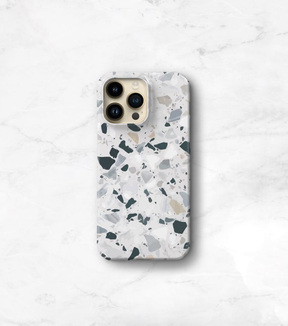 Terrazzo Case iPhone 14 Pro Max Case Magsafe iPhone 13 12 17 SE 16e 15 iPhone 16 Plus Case Galaxy S23 Cadet Blue Grays Tan C-TERZCB