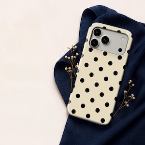 Black & Cream Polka Dot Phone Case — Classic Retro iPhone 17 16 15, Samsung, Neutral Spotted Pattern | Gift for Her imagen 10