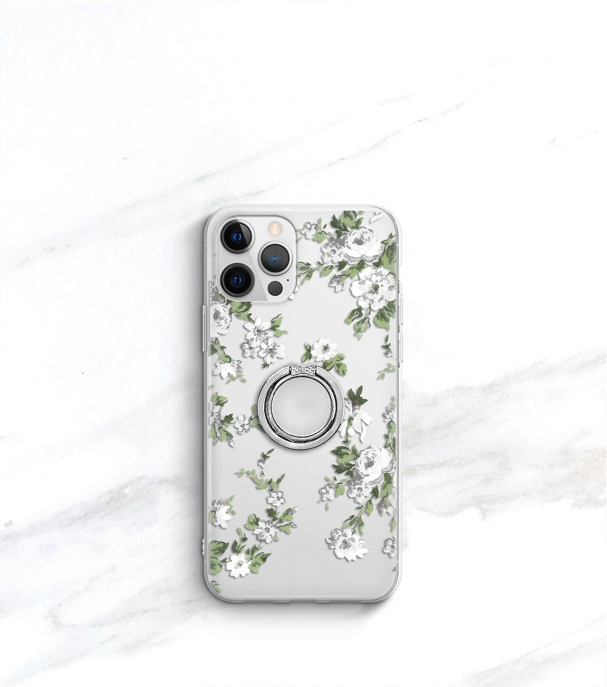 White and Gold Floral Clear iPhone Case –