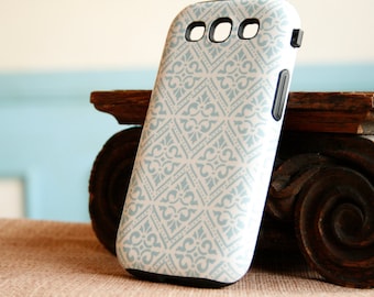 Bohemian Galaxy S22 Case, Blue Diamond Boho Samsung Galaxy Case, Galaxy Samsung S23 case CMG-DIMB