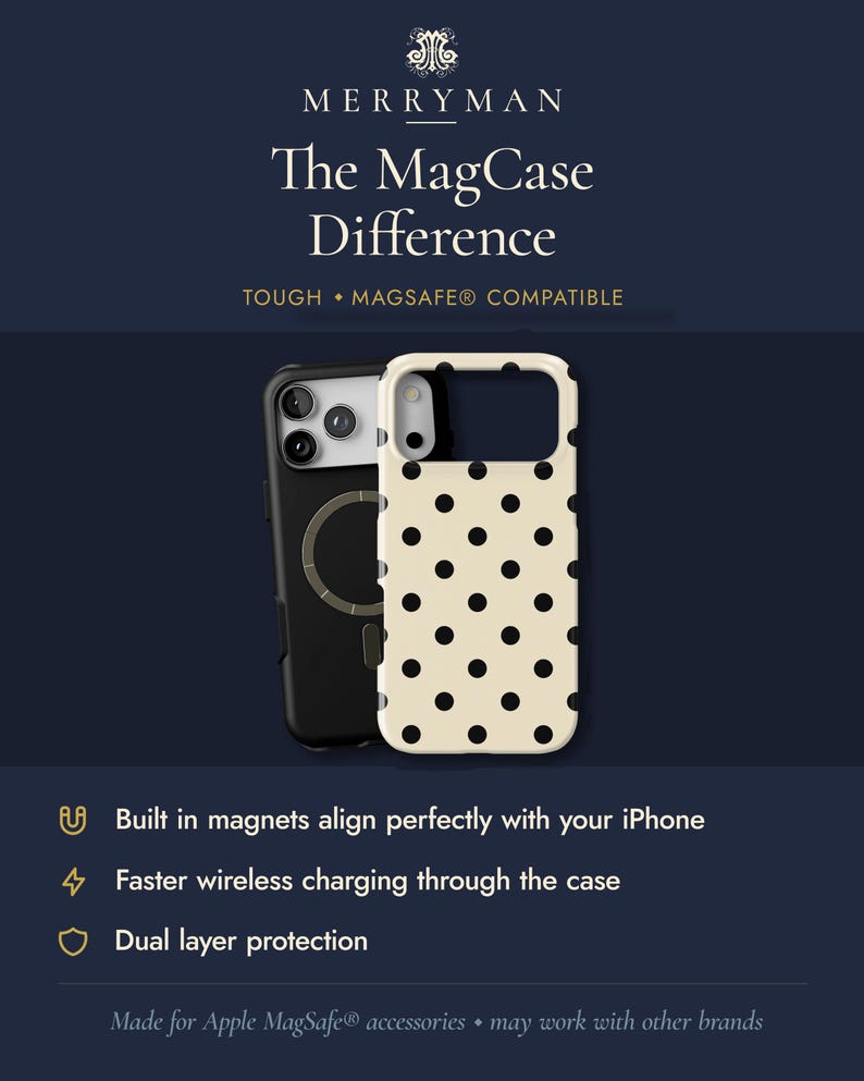 Black & Cream Polka Dot Phone Case — Classic Retro iPhone 17 16 15, Samsung, Neutral Spotted Pattern | Gift for Her imagen 3