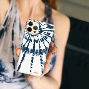 Tie Dye Phone Case Boho iPhone 13 pro case MagSafe 12 Mini iPhone 11 Pro Max iPhone Xs Case 14 Case Galaxy S23 iPhone SE CMG-TIDYBW afbeelding 1