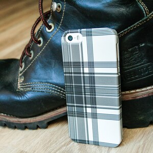 Winter White Plaid iPhone 13 14 15 Pro Max Case Tartan 12 Mini 11 XS Black and White Monogram 14 Plus Personalized Christmas Gift CMG-PLWW image 6