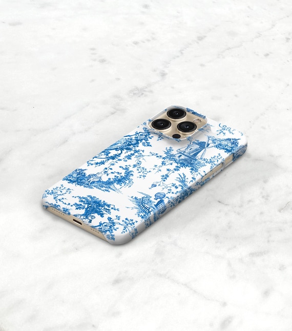 Blue and White Toile Phone Case iPhone 14 Plus 13 12 Mini Case 