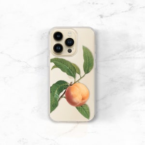 Peach Clear Phone Case iPhone 14 Pro Max Peachy 13 12 11 Xs Fruit Botanical iPhone 15 Plus Galaxy S23 Peach Emoji CC-PCH image 1