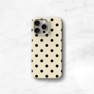 Polka Dot iPhone 14 Case, Polkadot iPhone 16e Max Case Dots, Black and Cream iPhone 11 Pro, Polka Dot Pattern iPhone 12 Mini Case C-PDBC