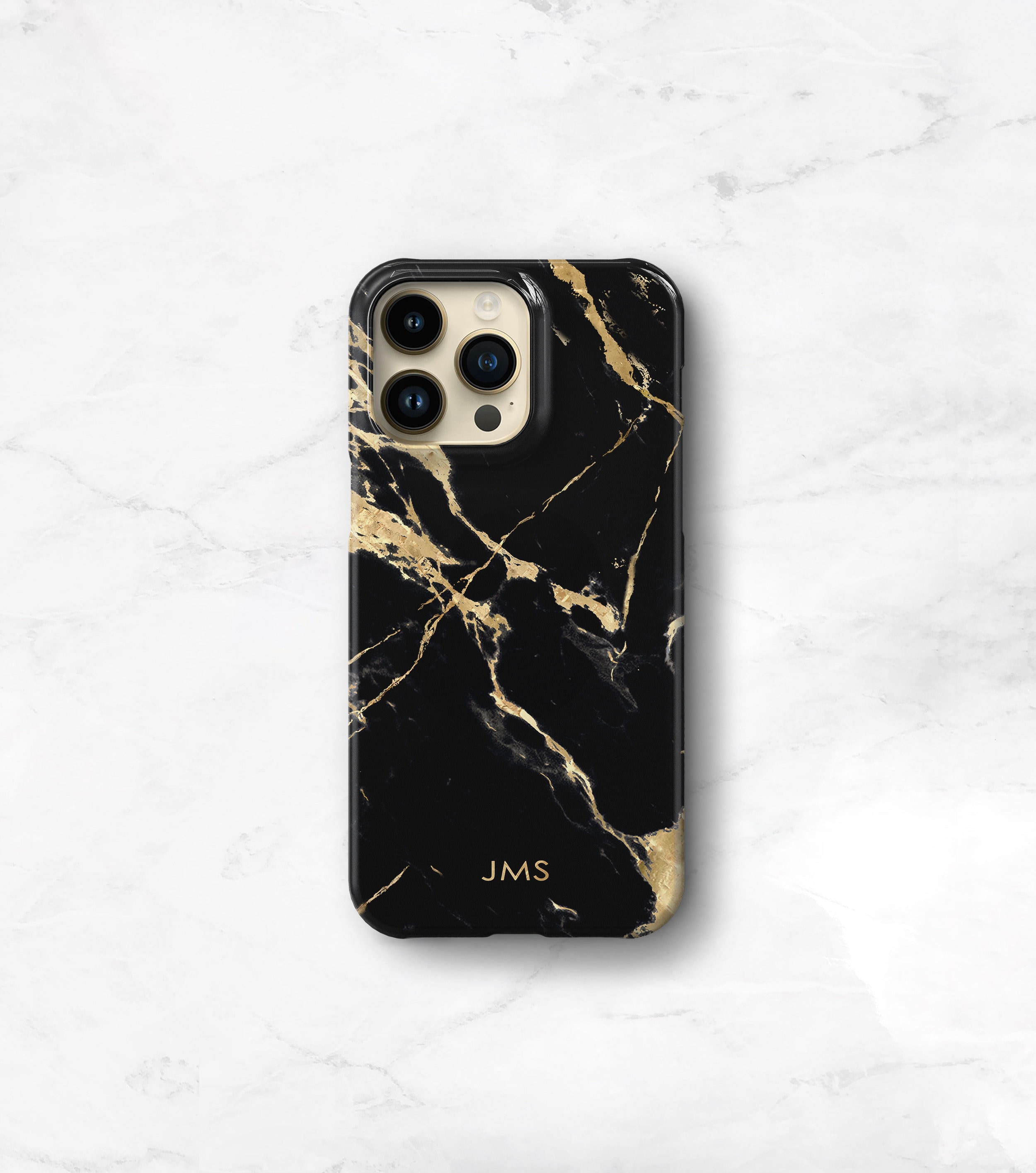 Personalized Phone Case Gold Color Black Marble iPhone 13