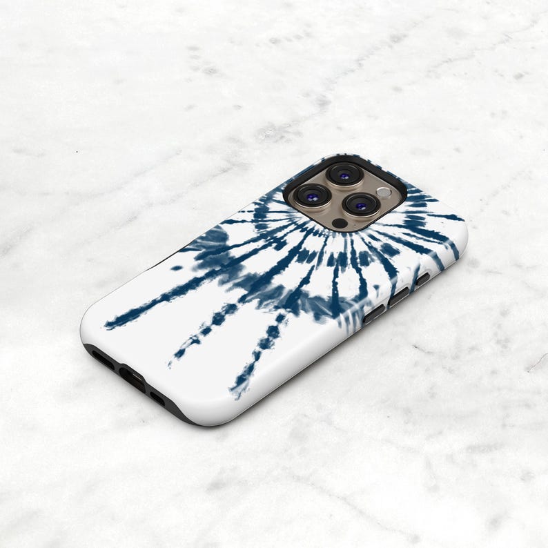 iPhone 14 Pro Case Tie Dye Personalized iPhone 13 Case Indigo Shibori iPhone 17 Pro Max 17e Mini C-TIDYBW image 10