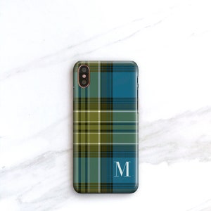 Plaid iPhone 13 Case iPhone 12 Pro Max Monogram iPhone 11 Case, Blue and Green Tartan, iPhone 14 Case S23 Plus iPhone Xs CMG-PLBG image 4