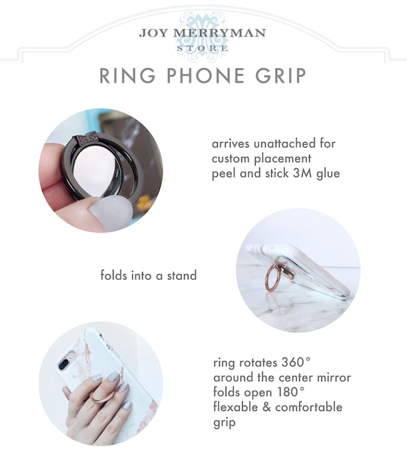 Floral Clear Case and Phone Grip Ring Holder for iPhone or 