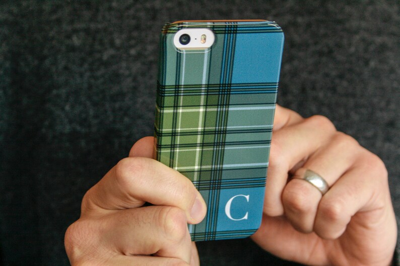 Plaid iPhone 13 Case iPhone 12 Pro Max Monogram iPhone 11 Case, Blue and Green Tartan, iPhone 14 Case S23 Plus iPhone Xs CMG-PLBG image 5