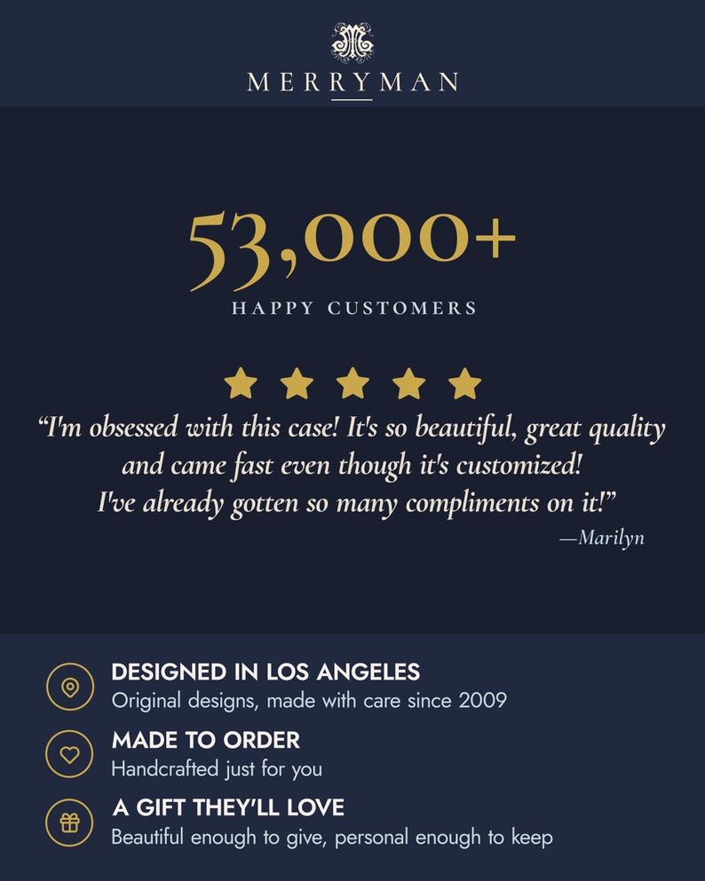 The image is a screenshot of a Merryman advertisement featuring a customer review and a description of the product.