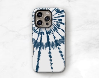 iPhone 14 Pro Case Tie Dye Personalized iPhone 13 Case Indigo Shibori iPhone 17 Pro Max 17e Mini C-TIDYBW