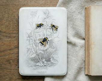 Vintage Bee Kindle Case — Antique Botanical Print on Faux Leather