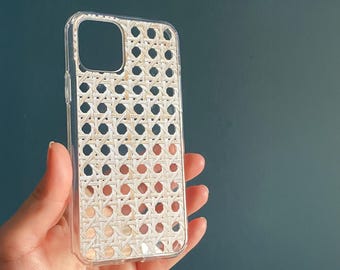 Rattan Print Clear Phone Case, Spring / Summer iPhone or Galaxy CC-RT