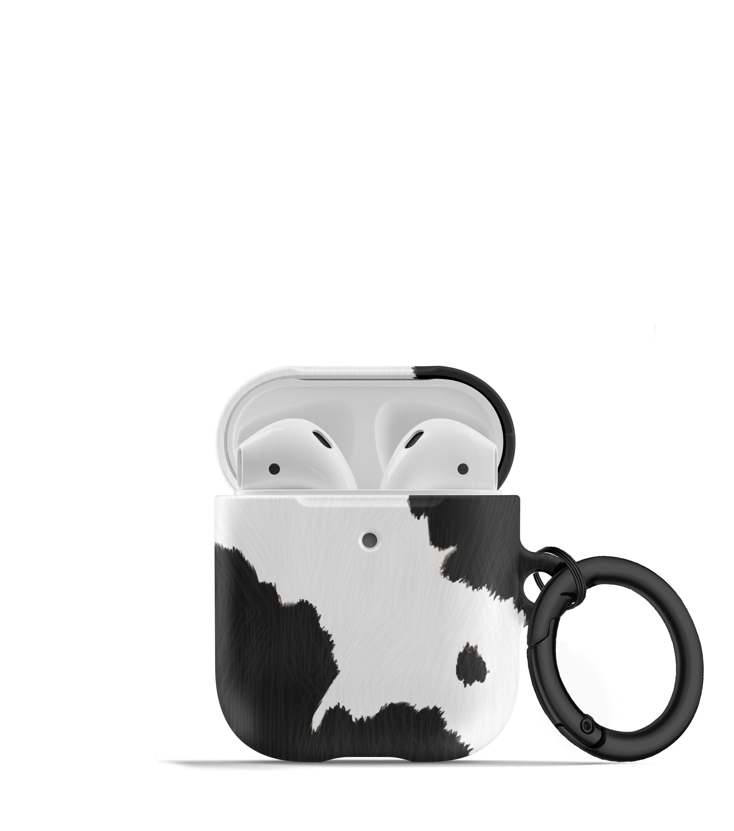 Western AirPod Case Black and White Cow Print Matte Finish Country