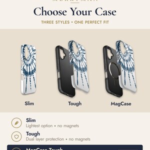 The image is an advertisement for a phone case, showcasing three different styles and their corresponding features.