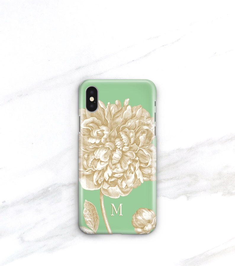 Mint Green And Golden Peony Personalized Phone Case Floral Etsy Mint Green And Golden Peony Personalized Phone Case Floral Etsy