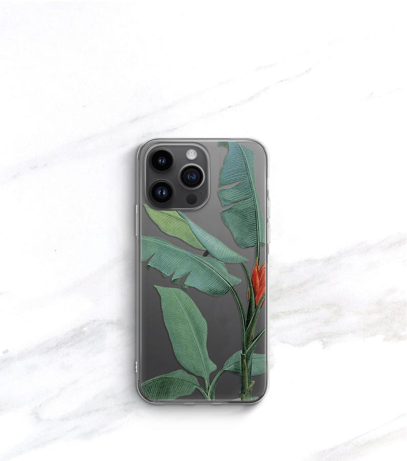 Clear Phone Case Tropical Banana Leaf iPhone or Galaxy, MagSafe Option, Resort Vibes, Summer Aesthetic CC-TRBN image 17