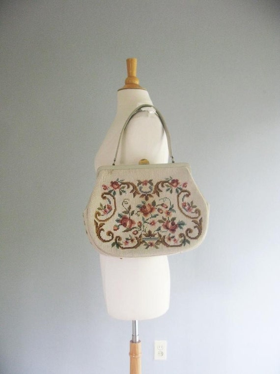 Items similar to Vintage Large RUSTIC ROSES Tapestry Bag on Etsy