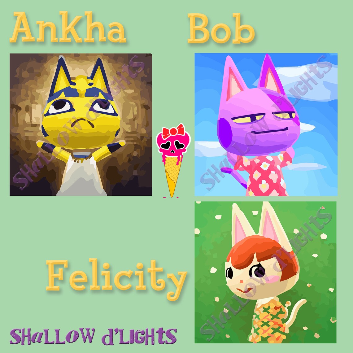 Animal Crossing Cat Villager Digital Painting Artwork | Etsy