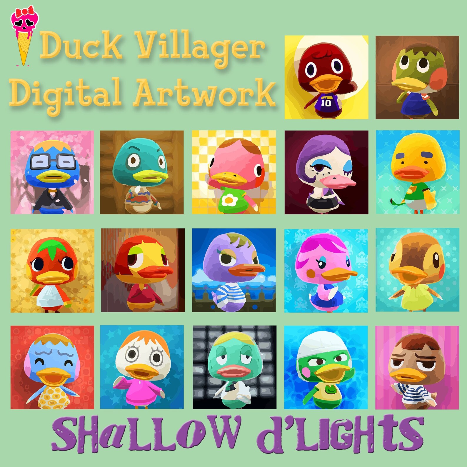 Animal Crossing Duck Villager Digital Painting Artwork Etsy
