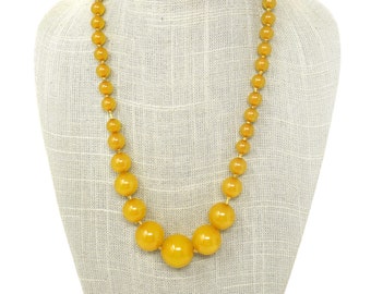 Vintage Bakelite Butterscotch Color Graduated Knotted Beaded Beads Necklace, Repurpose or Wear