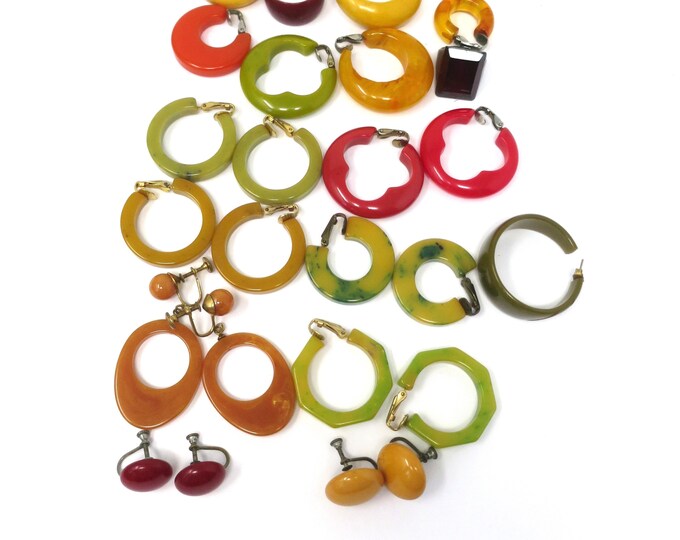 Vintage Bakelite Clip on Earrings Pairs Singles and 1 Ring Etsy