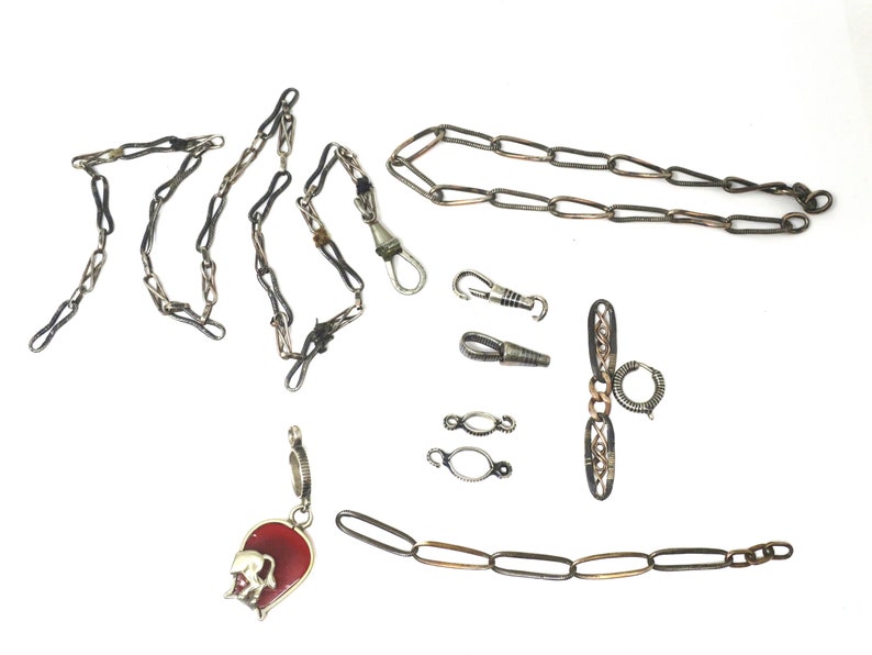 Repurpose Antique Niello Pocket Watch Chains Niello Findings Etsy