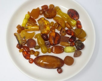 Vintage Amber Stones, Amber Beads, Jewelry Supplies