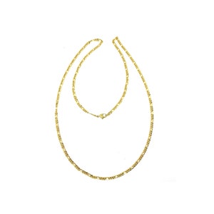 Vintage 1980s 18k Gold Plated Short and Long Curb Link Necklace, Wear or Repurpose