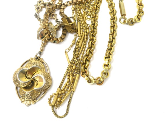 Vintage Gold Metal Chain Necklaces, Wear or Repur… - image 4