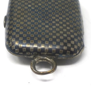 Antique Niello Checkered Rectangle Silver Locket, Repurpose, Assemblage, Repair image 6