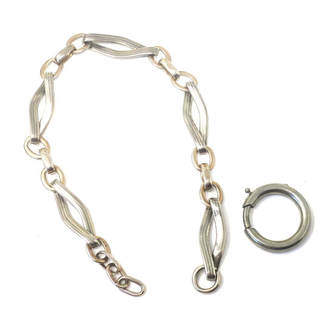 Antique Victorian Niello Pocket Watch Chain Necklace, Wear or Repurpose