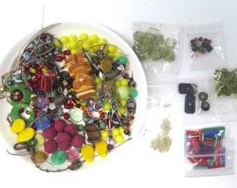 Vintage Mixed Materials Jewelry Component Lot, Wear or Repurpose