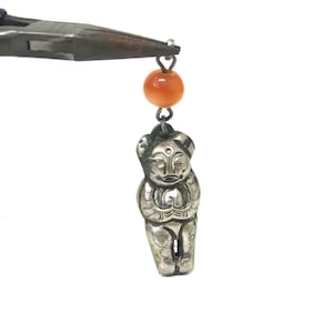 Large Antique Asian Chinese Statement Pendant with Semi-Precious Stone Bead, Wear or Repurpose